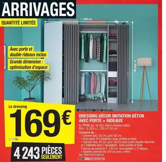 Brico Dépôt Dressing décor imitation béton avec porte + rideaux offre