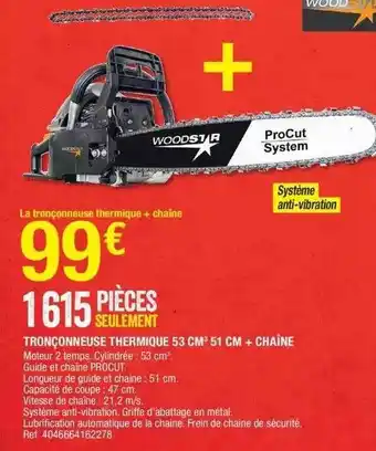 Brico Dépôt Tronçonneuse thermique 53 cm³ 51 cm + chaîne wood1r offre