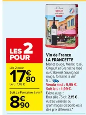 Carrefour Market Vin de france la francette offre