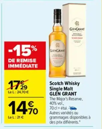 Carrefour Market Scotch whisky single malt glen grant offre