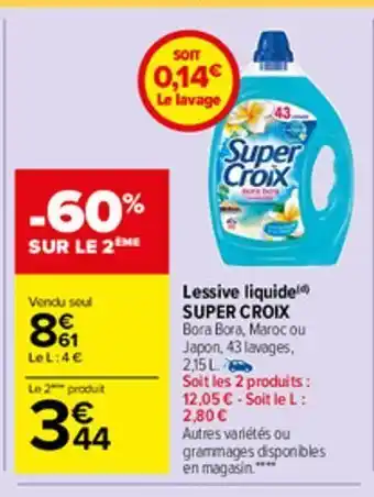 Carrefour Market Lessive liquide super croix offre