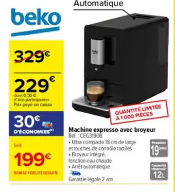 Carrefour Market Machine expresso avec broyeur offre