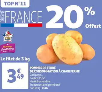 Auchan Pommes de terre de consommation à chair ferme offre
