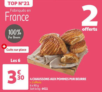 Auchan 4 chaussons aux pommes pur beurre offre