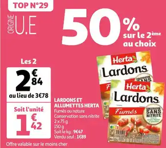Auchan HERTA lardons et allumettes offre