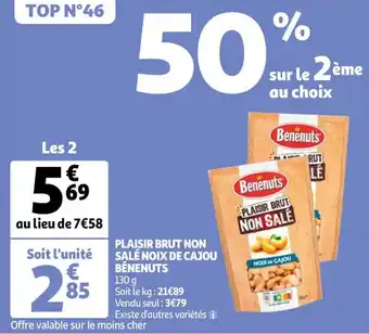 Auchan BÉNENUTS plaisir brut non salé noix de cajou offre