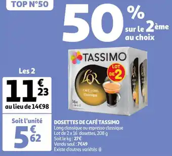 Auchan TASSIMO dosettes de café offre