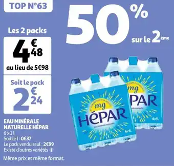 Auchan HÉPAR eau minérale naturelle offre