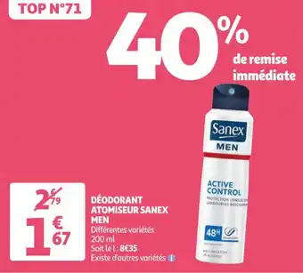 Auchan SANEX MEN déodorant atomiseur offre