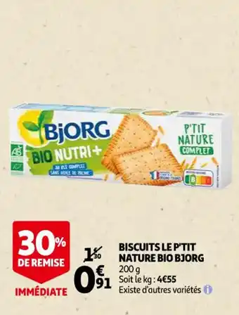 Auchan BJORG biscuits le p'tit nature bio offre