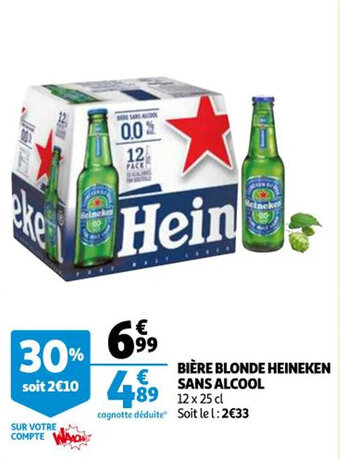 Auchan HEINEKEN bière blonde heineken sans alcool offre