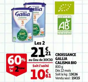 Auchan Croissance gallia calisma bio offre