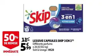 Auchan SKIP lessive capsules skip 3 en 1 offre