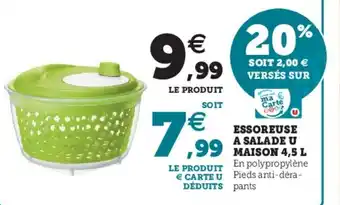 Super U Essoreuse a salade u maison 4,5 L offre