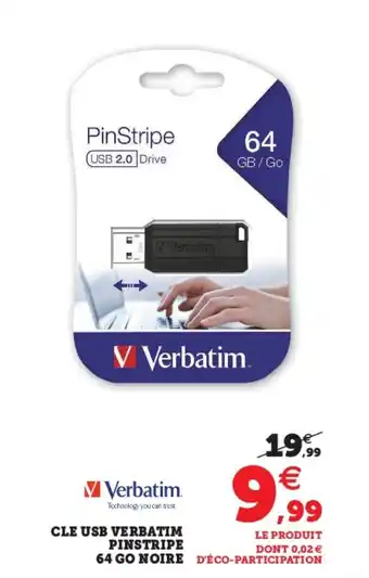 Cle usb verbatim pinstripe 64 go noire