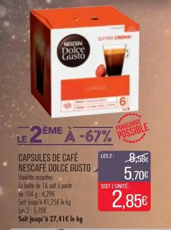 Match Capsules de café nescafé dolce gusto offre