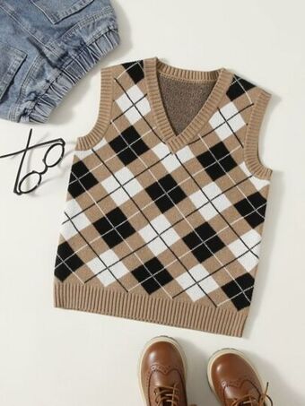 Shein gilet à motif losange