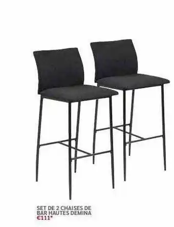 Meubles Crack Set de 2 chaises de bar hautes demina offre