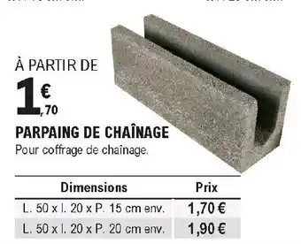 E.Leclerc Brico Parpaing de chaînage offre