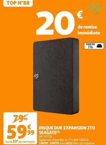 Auchan Seagate disque dur expansion 2to offre
