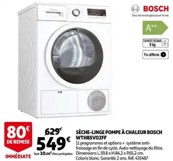 Bosch sèche-linge pompe à chaleur wth85v02ff