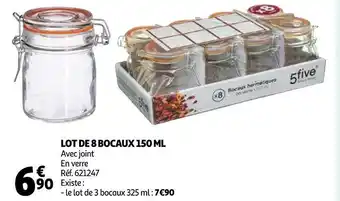 Auchan Lot de 8 bocaux 150 ml offre