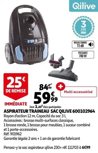 Auchan Qilive aspirateur traineau sac 600102964 offre