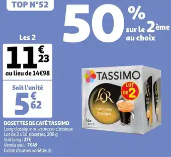 Auchan Tassimo dosettes de café offre
