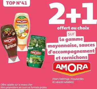Auchan Amora bon plan sur la gamme mayonnaise, sauces d'accompagnement et cornichons de la marque amora offre