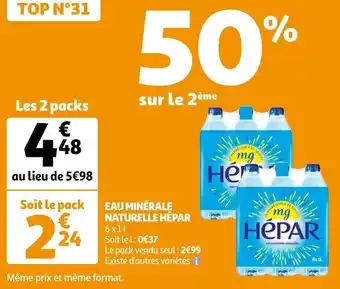 Auchan Hépar eau minérale naturelle offre