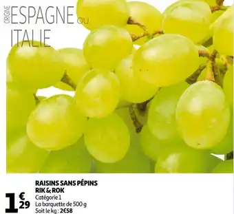 Auchan Raisins sans pépins rik & rok offre