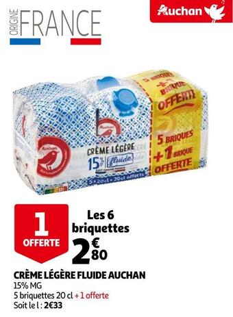 Auchan Auchan crème légère fluide offre