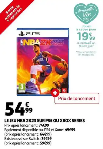Auchan Ps5 le jeu nba 2k23 sur ps5 ou xbox series offre