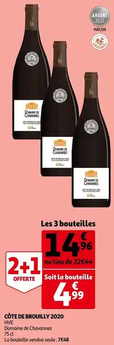 Auchan Domaine de chavannes côte de brouilly 2020 offre