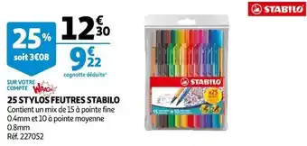 Auchan Stabilo 25 stylos feutres offre