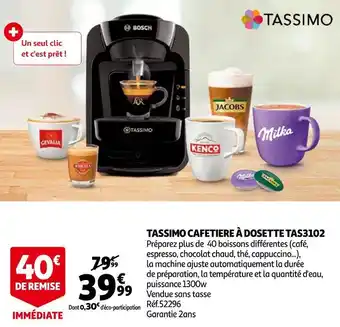 Auchan Tassimo cafetiere à dosette tas3102 offre