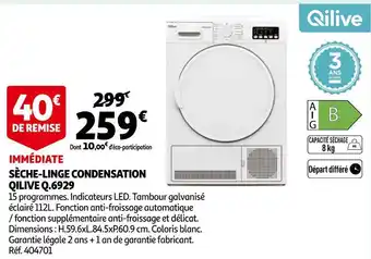 Auchan Qilive sèche-linge condensation q.6929 offre
