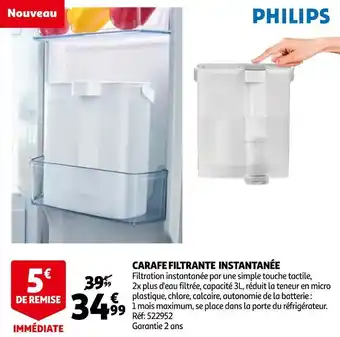 Auchan Philips carafe filtrante instantanée offre