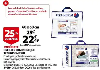 Auchan Technisom oreiller ergonomique trio offre