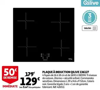 Auchan Qilive plaque à induction 136127 offre