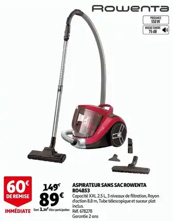 Auchan Rowenta aspirateur sans sac ro4853 offre