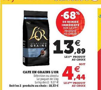 Hyper U Café en grains l'or offre