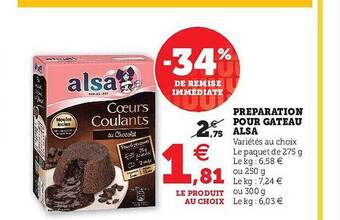 Hyper U Préparation pour gâteau alsa offre