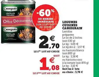 Hyper U Légumes cuisinés cassegrain offre