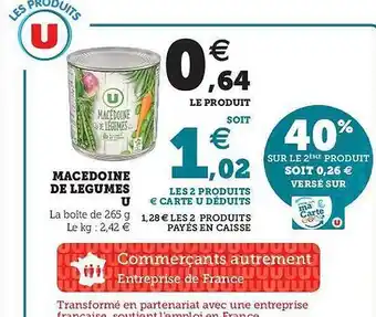 Hyper U Macédoine de légumes u offre