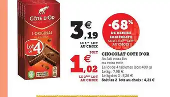 Hyper U Chocolat côte d'or offre