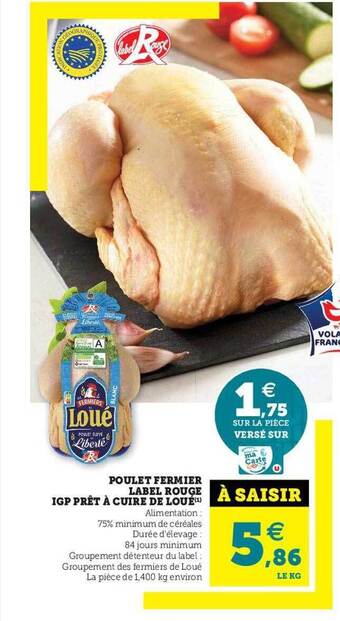 U Express Poulet fermier label rouge igp prêt à cuire de loué offre