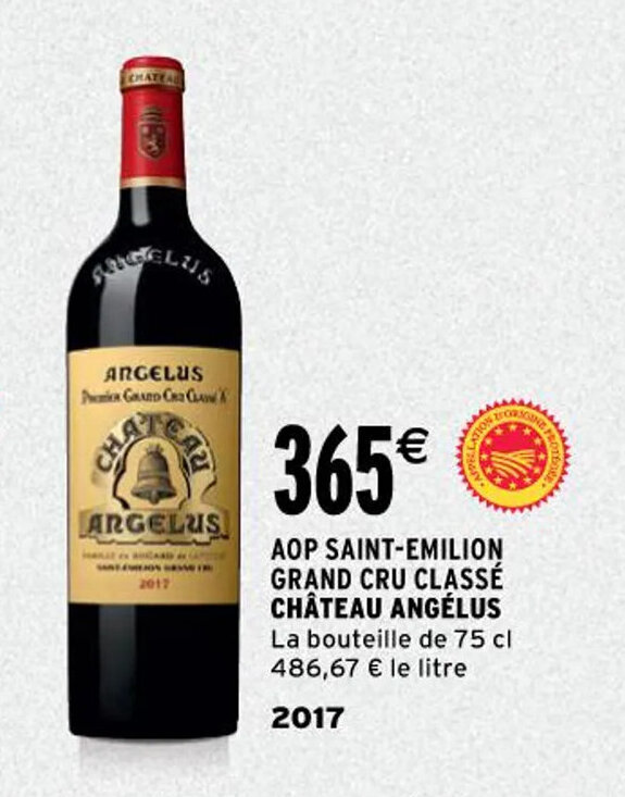 Promo CHÂTEAU ANGÉLUS aop saintemilion grand cru classé chez Intermarché