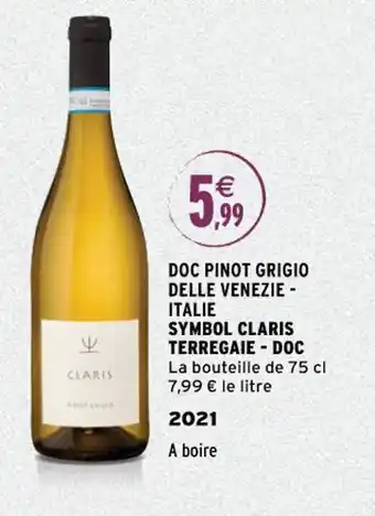 Doc pinot grigio delle venezie - italie symbol claris terregaie - doc