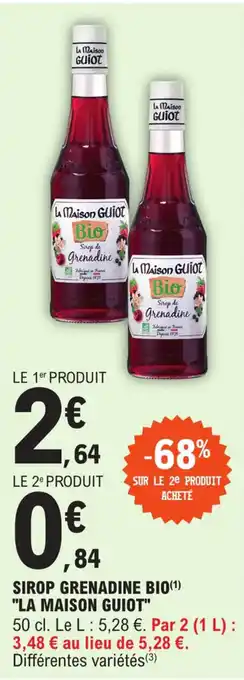 "LA MAISON GUIOT" sirop grenadine bio